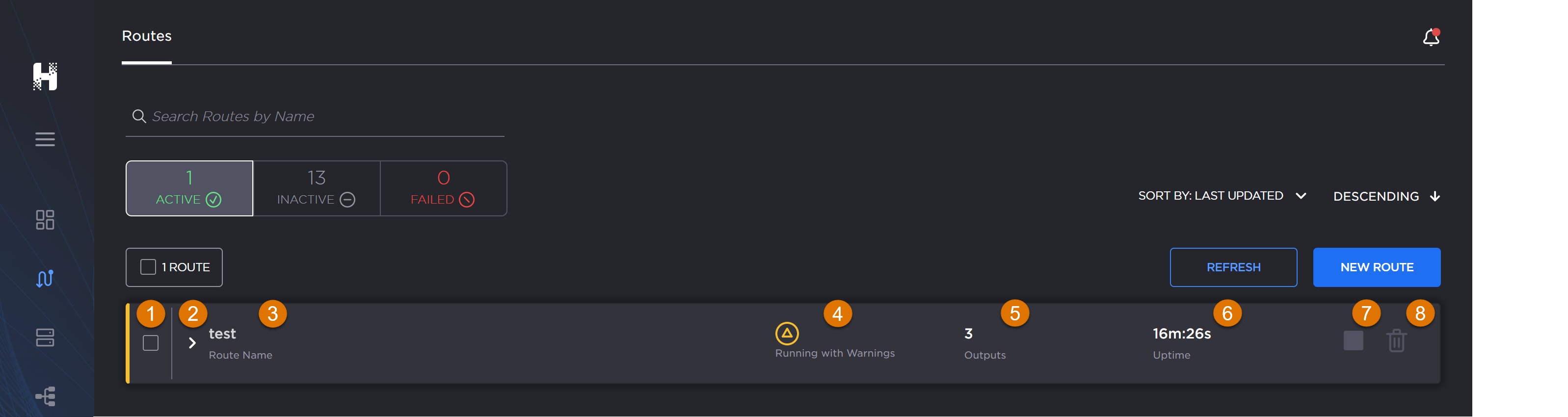 Individual route item, labeled.