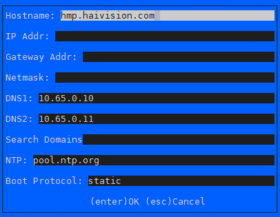 Console UI Network Settings