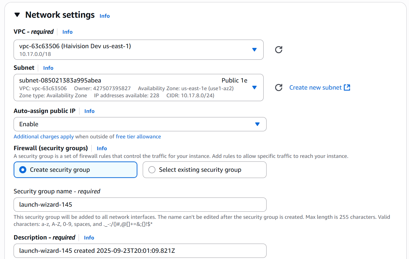 Network settings