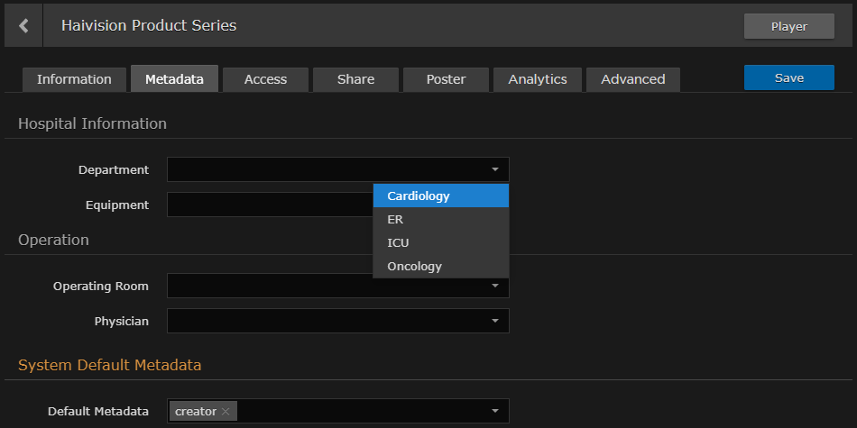 Metadata pane