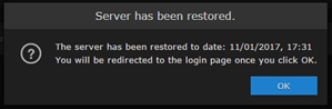 Server Restored message