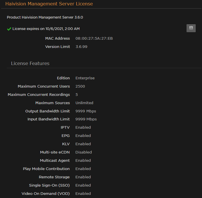 License Features