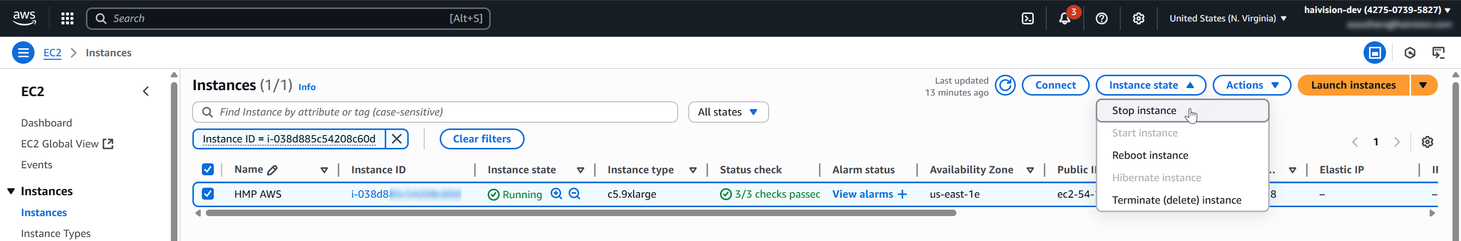 Stop Instance