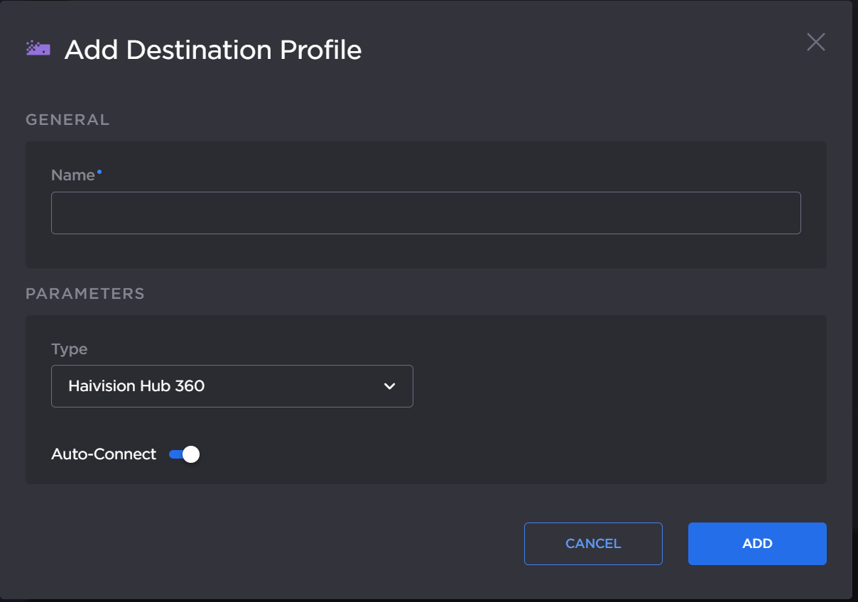 Add Destination Profile