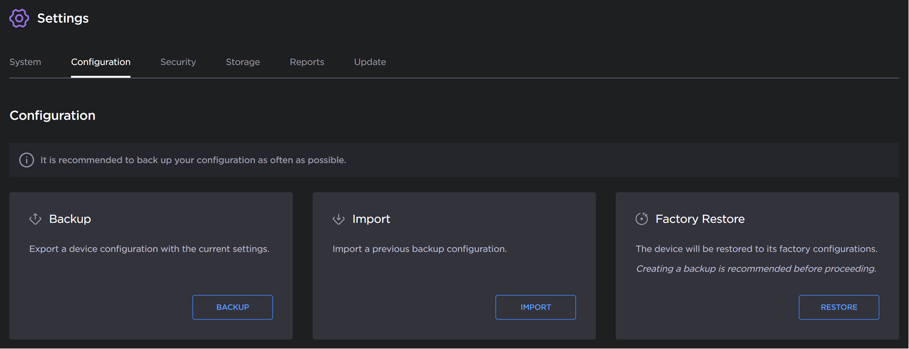System Configuration Settings
