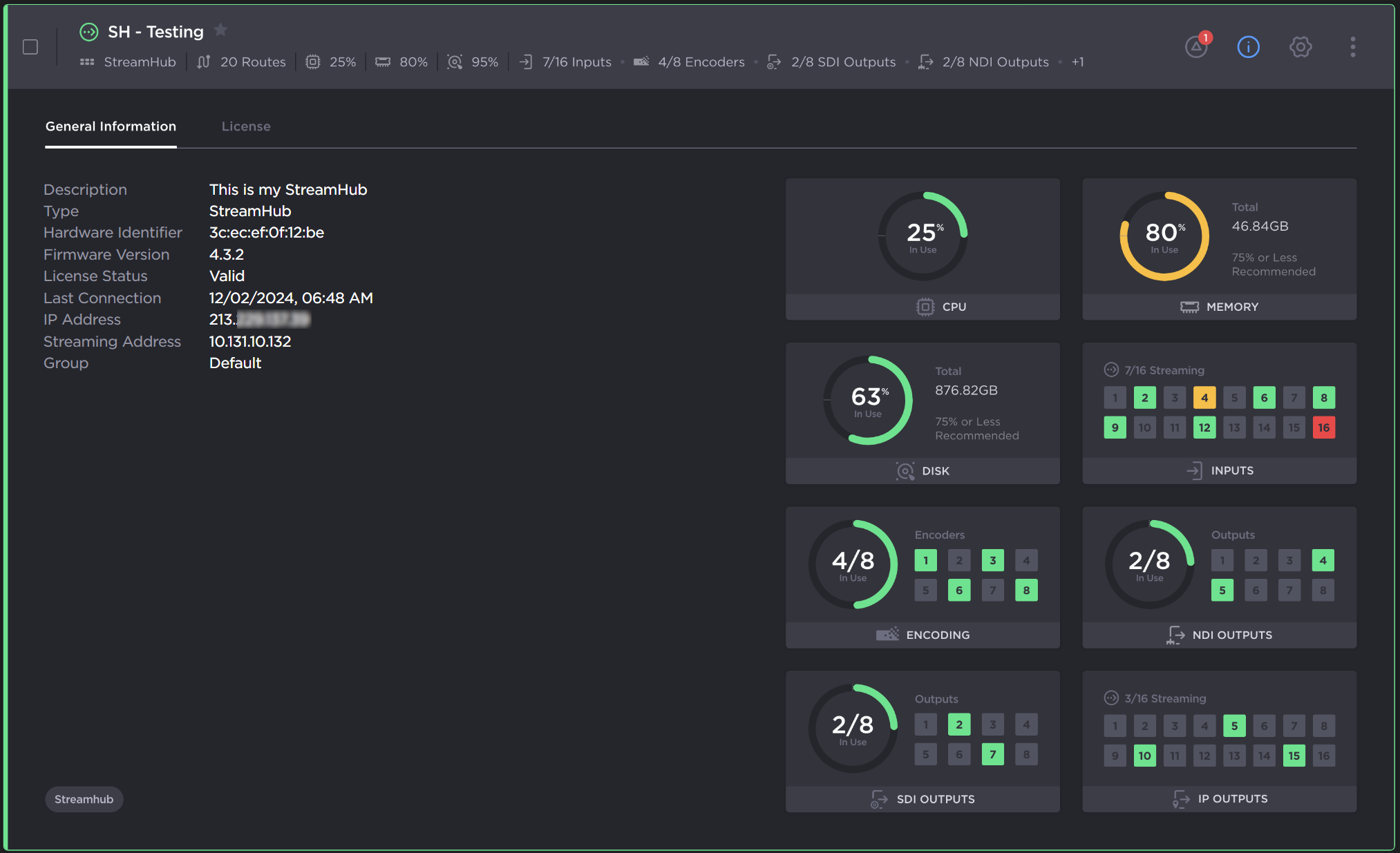 StreamHub Info Details