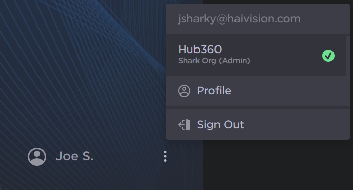 Profile menu