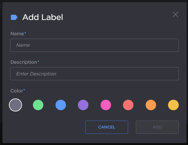 Add Label dialog