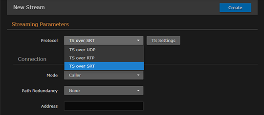 Outputs Detail View (Protocol drop-down)