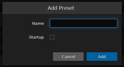 Add Preset dialog box