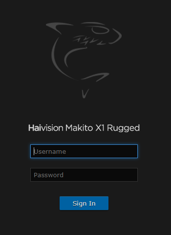 Makito X1 Web Interface Sign-In page