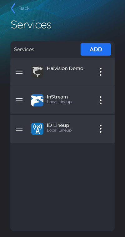 Services Screen