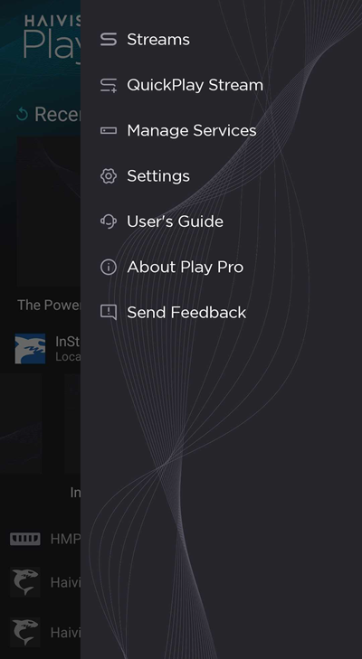 Play Pro Side Menu