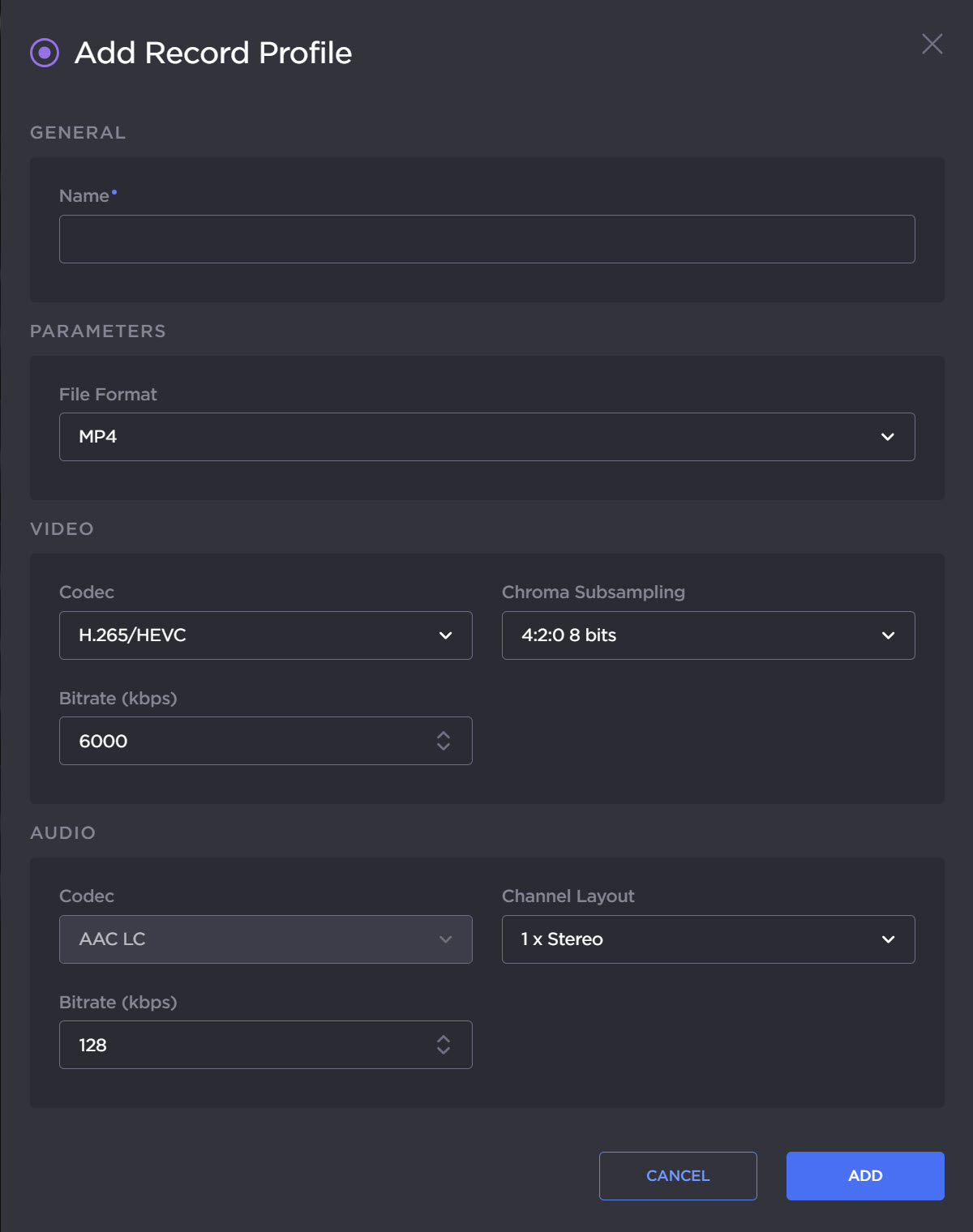 Add Record Profile
