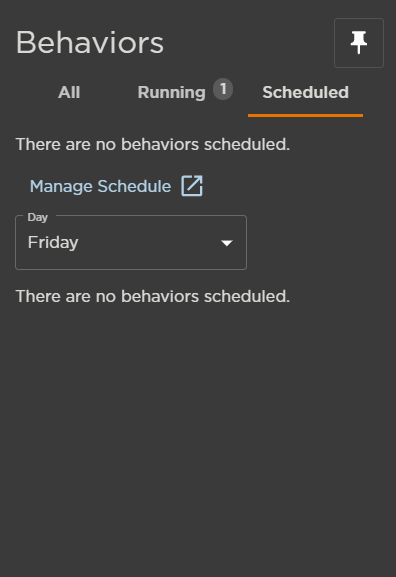 Scheduled Tab in Behaviors Panel