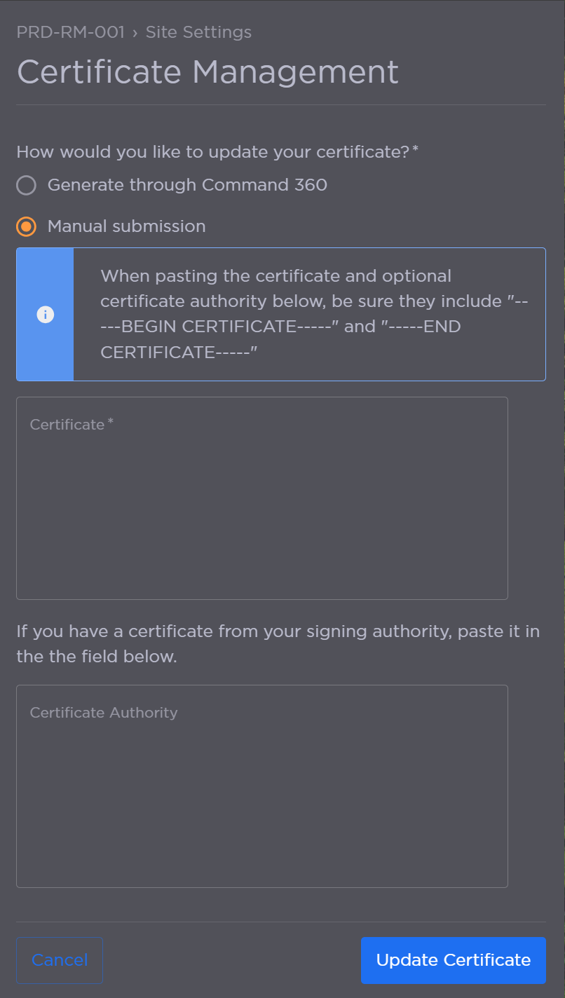 Certificate and Certificate Authority Fields