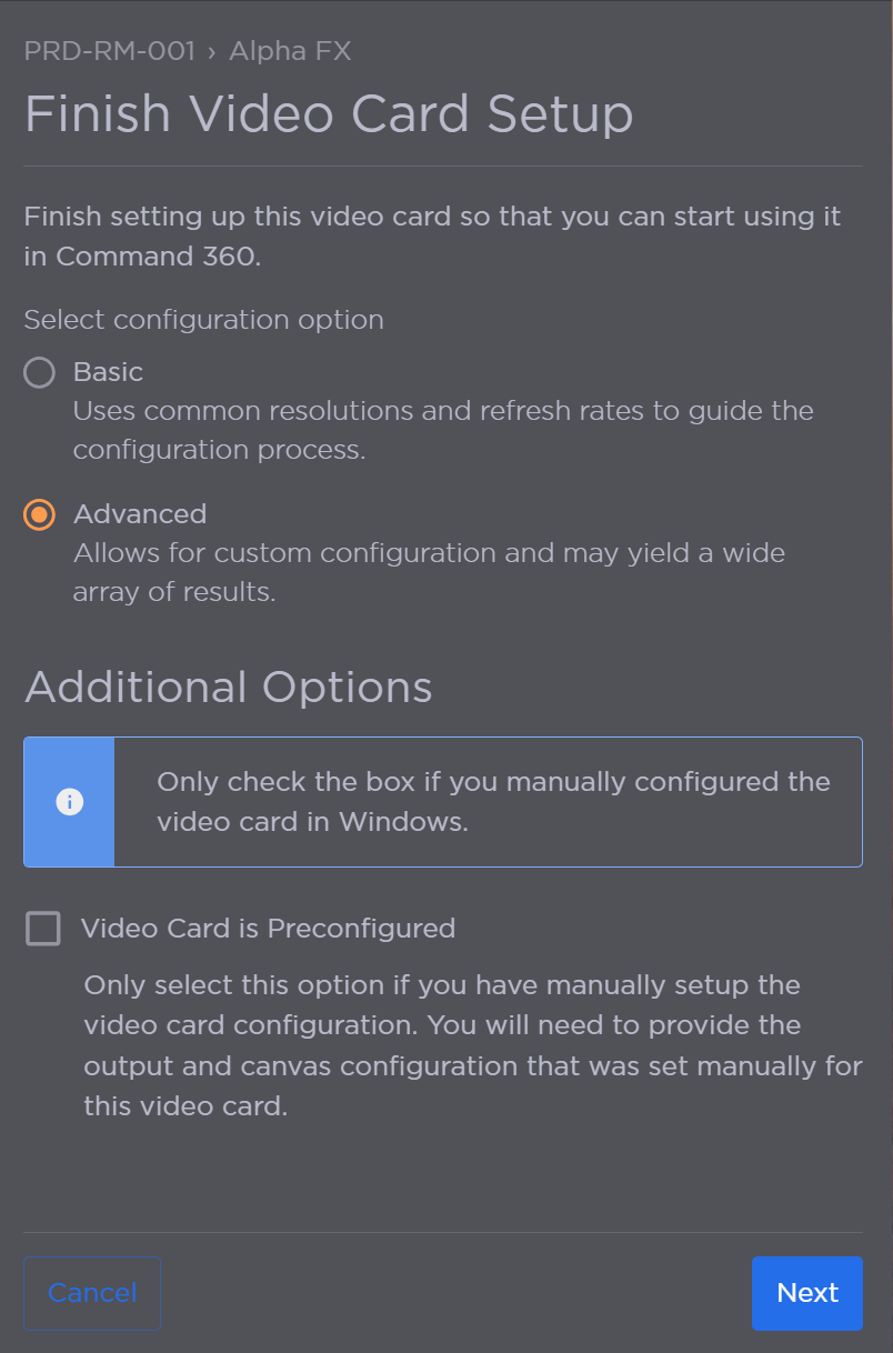 Advanced Video Card Setup