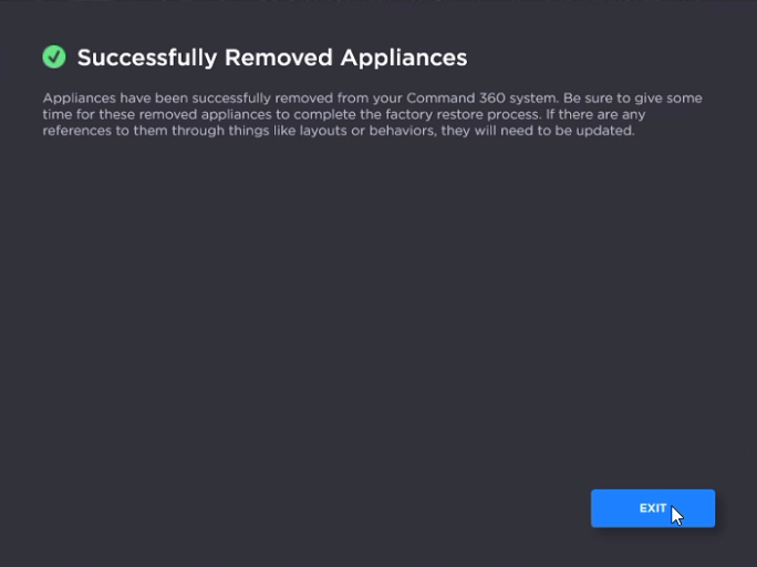 Successfully Removed Appliances