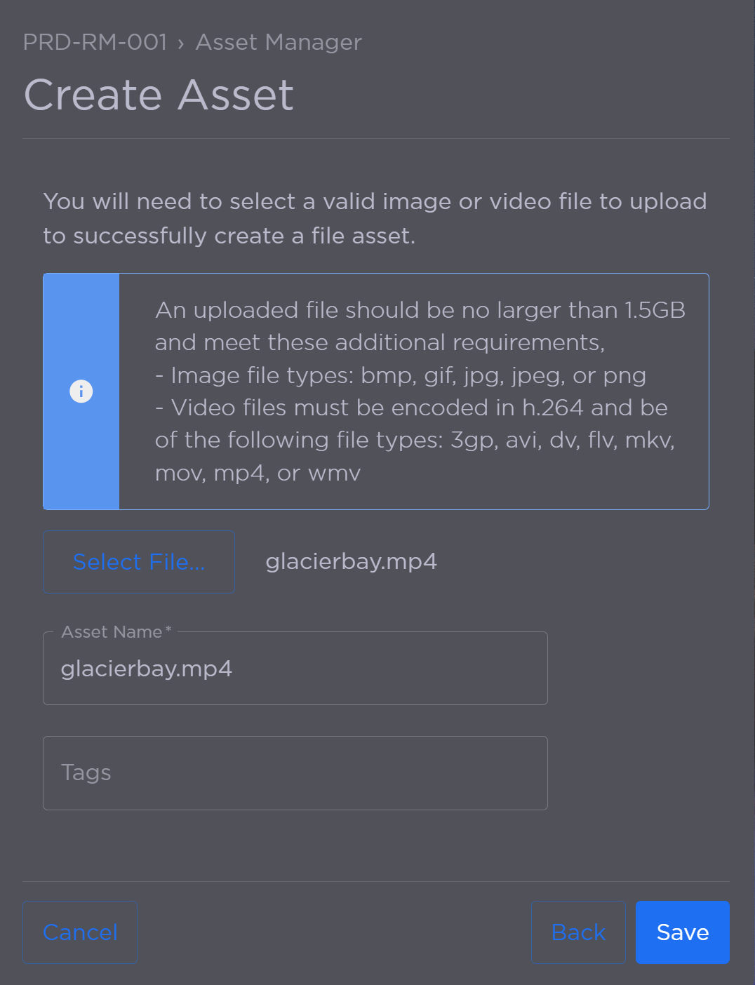 Select File Asset