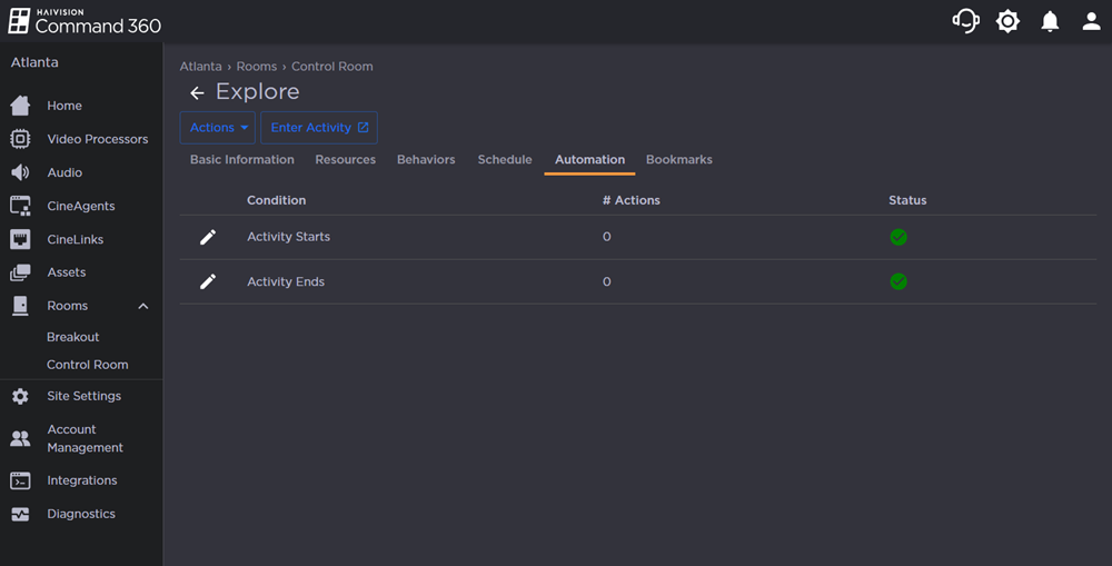Activity Automation Tab