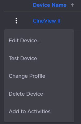 Device Options Menu