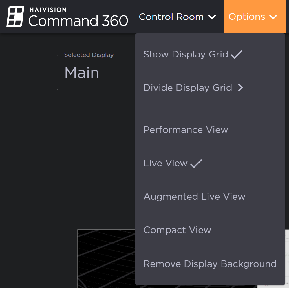 Activity Options Menu