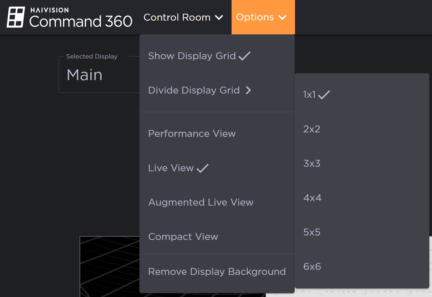 Expanded Options Menu