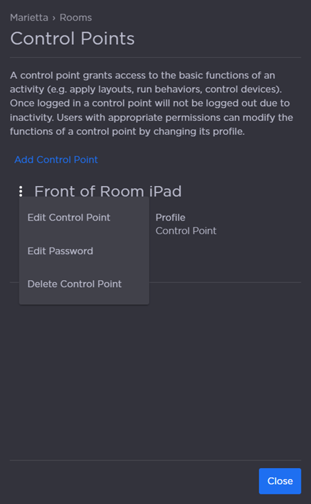 Control Point Options