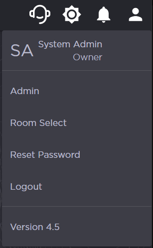 Admin User Account Menu