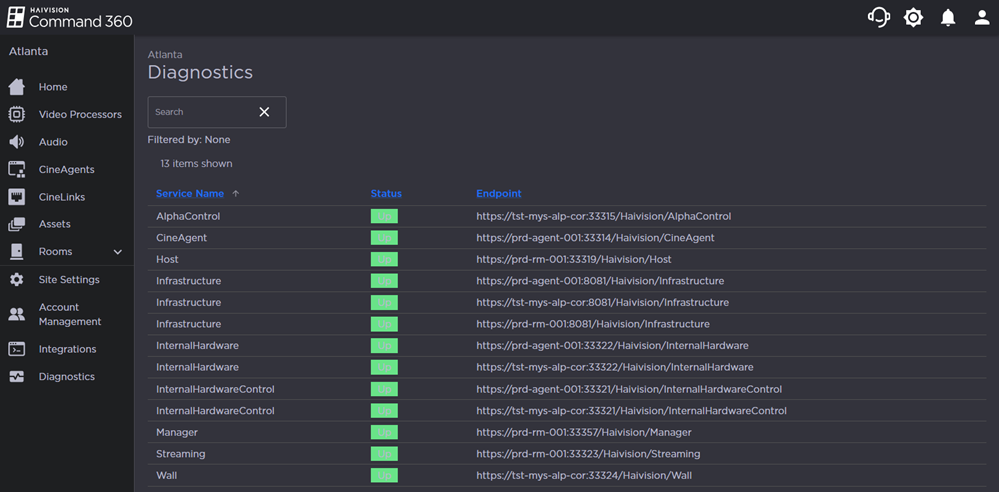 Diagnostics Page