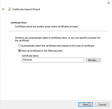 Select Certificate Store