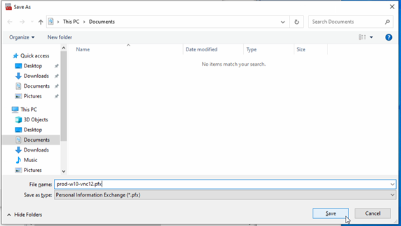 Saving Certificate File Name