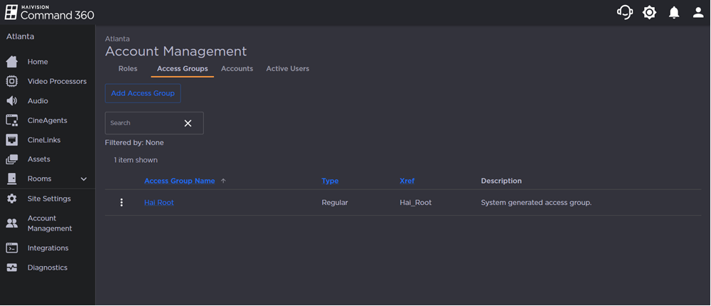 Access Access Groups Tab on the Account Management Screen