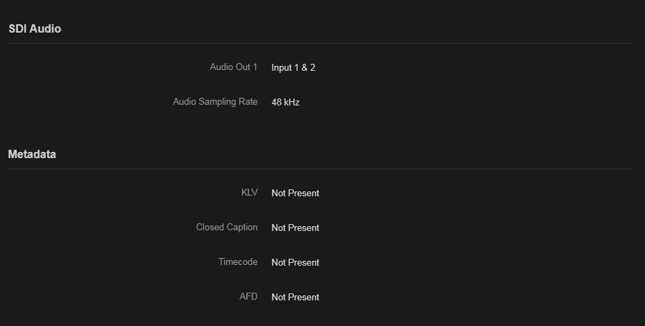 Embedded Audio and Metadata Inputs Summary