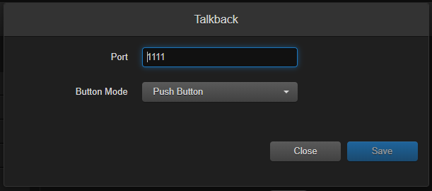 Services Page (Talkback configure dialog)