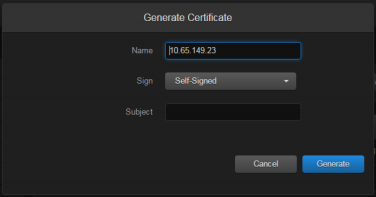 Generate Certificate Dialog