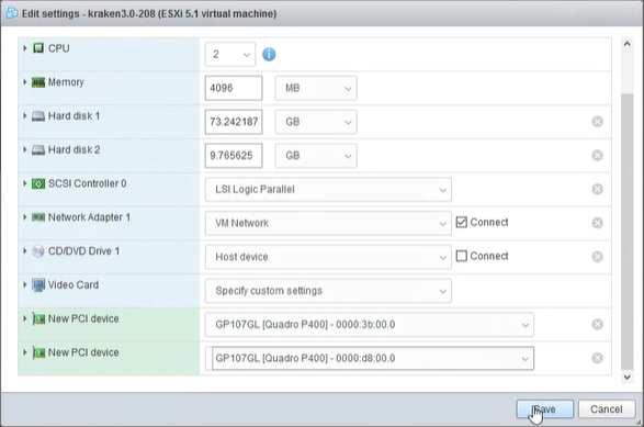 Select new PCI Devices