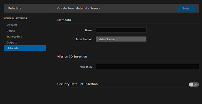 Create New Metadata Source