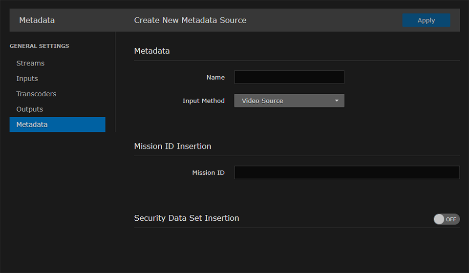 Create New Metadata Source