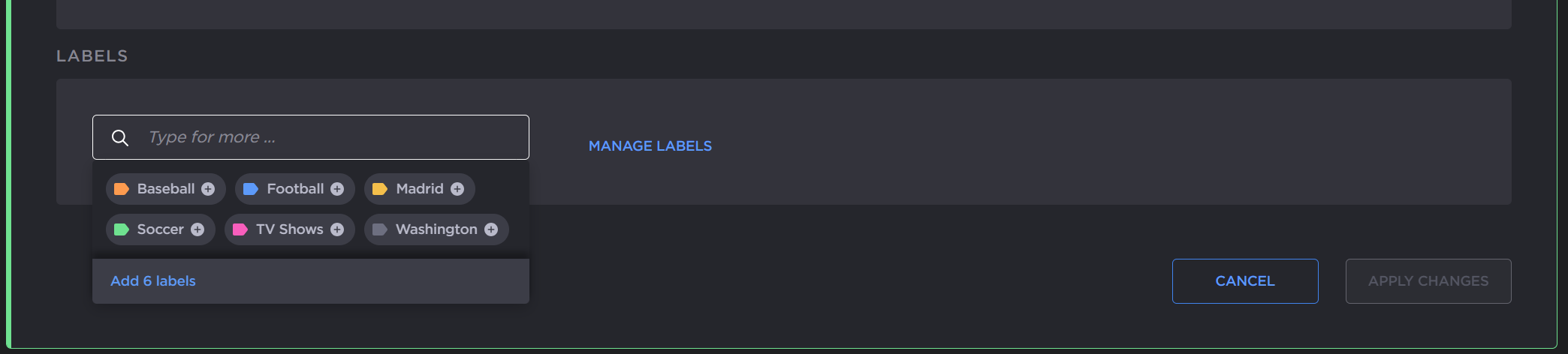 Labels textbox