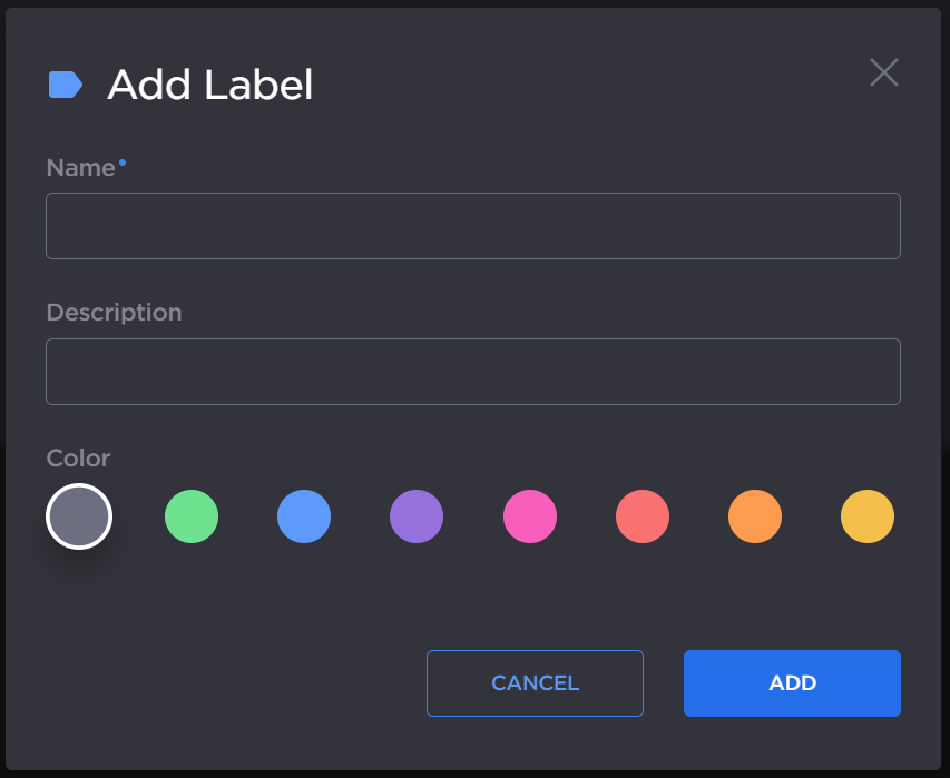 Add Label dialog
