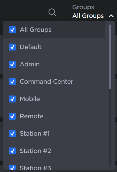 Groups dropdown