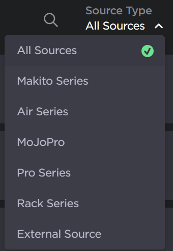 Source Type dropdown