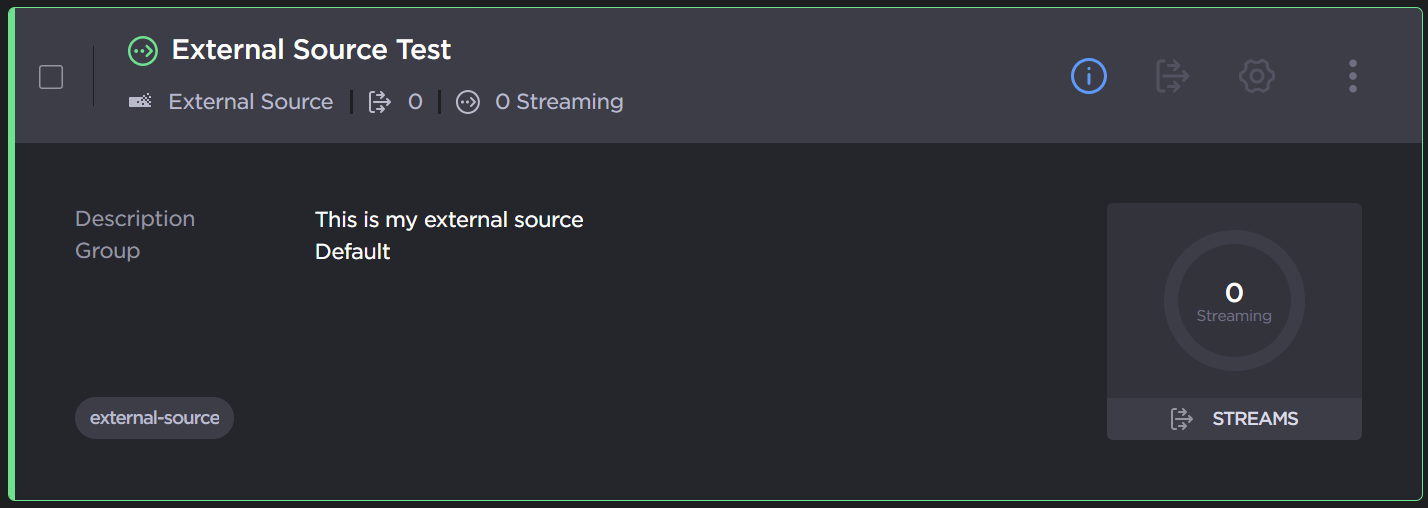 External Source Info screen