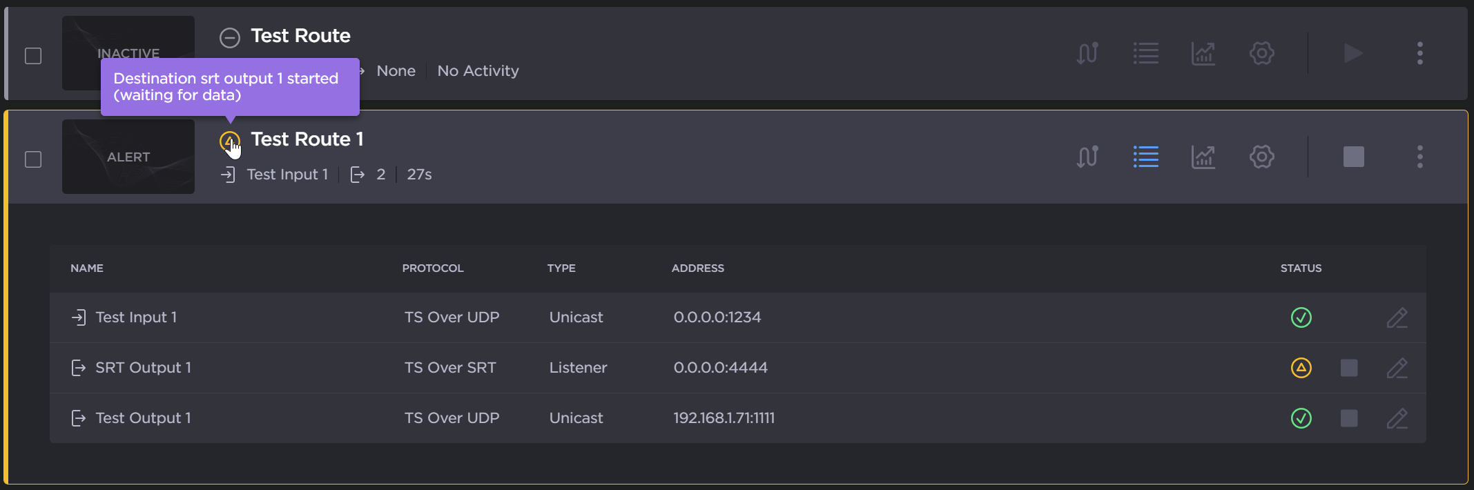 Status Indicator Context Popup Example