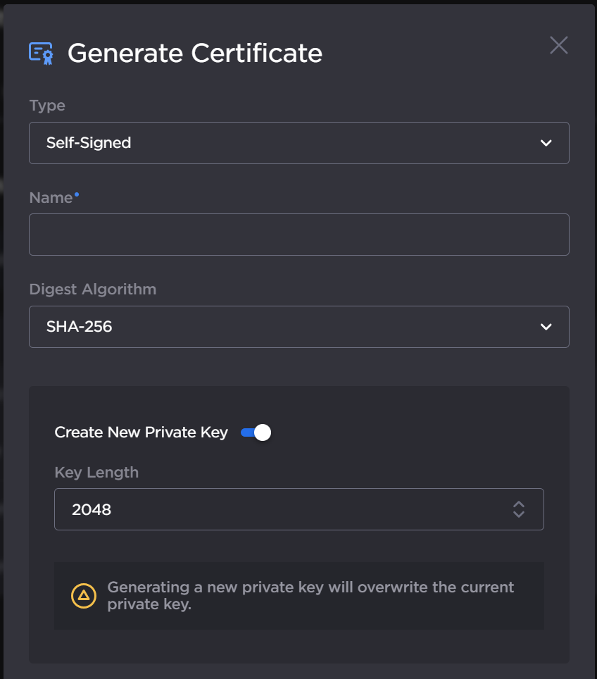 Generate Private Key Dialog