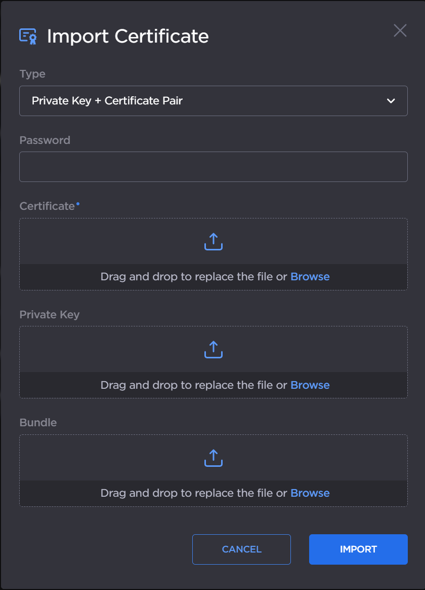 Import Private Key Dialog