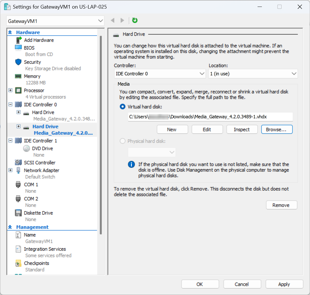 Secondary Virtual Hard Disk