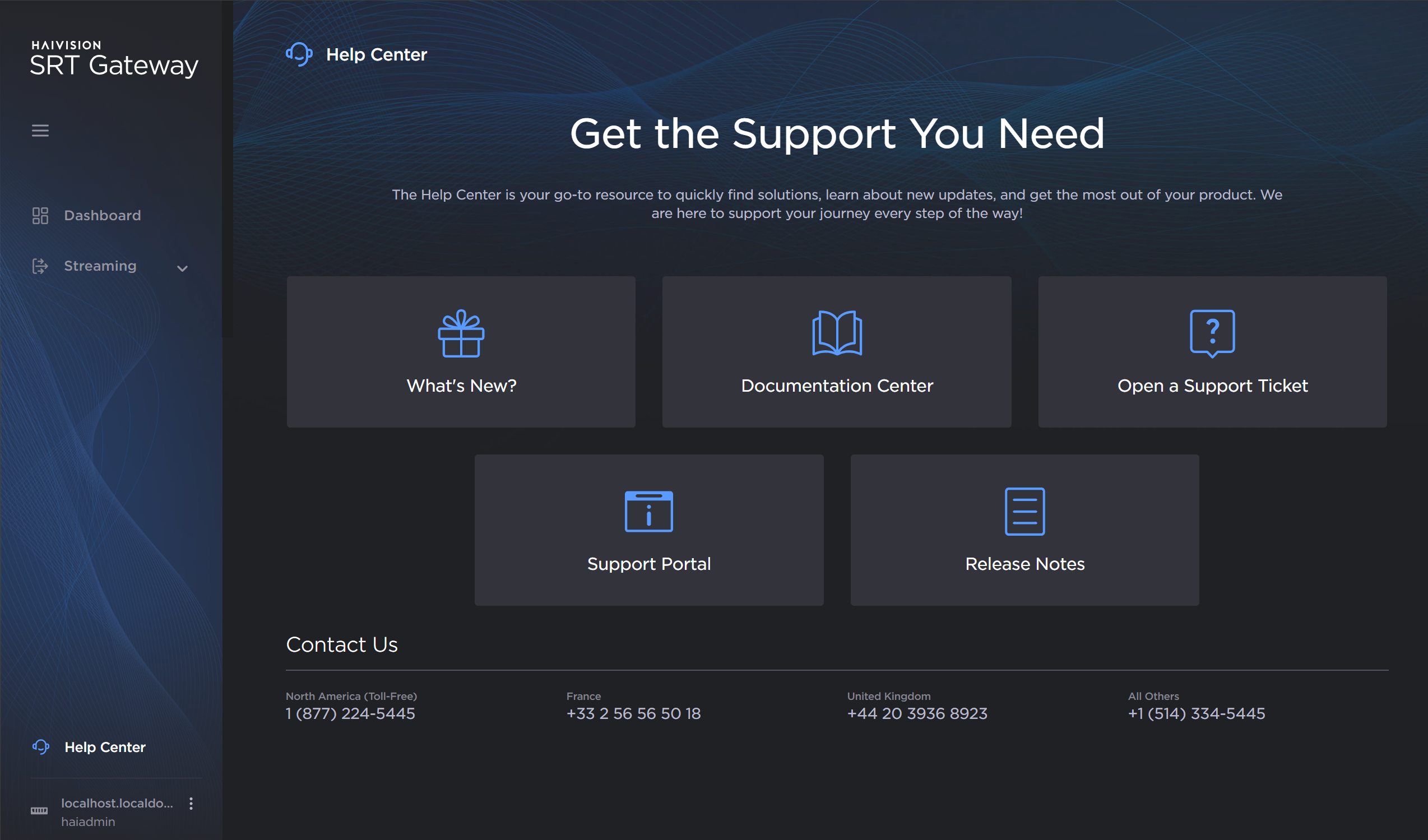 HelpCenter screen