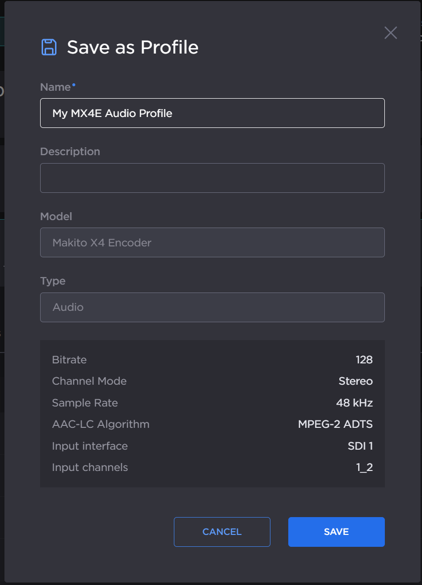 Save as Profile